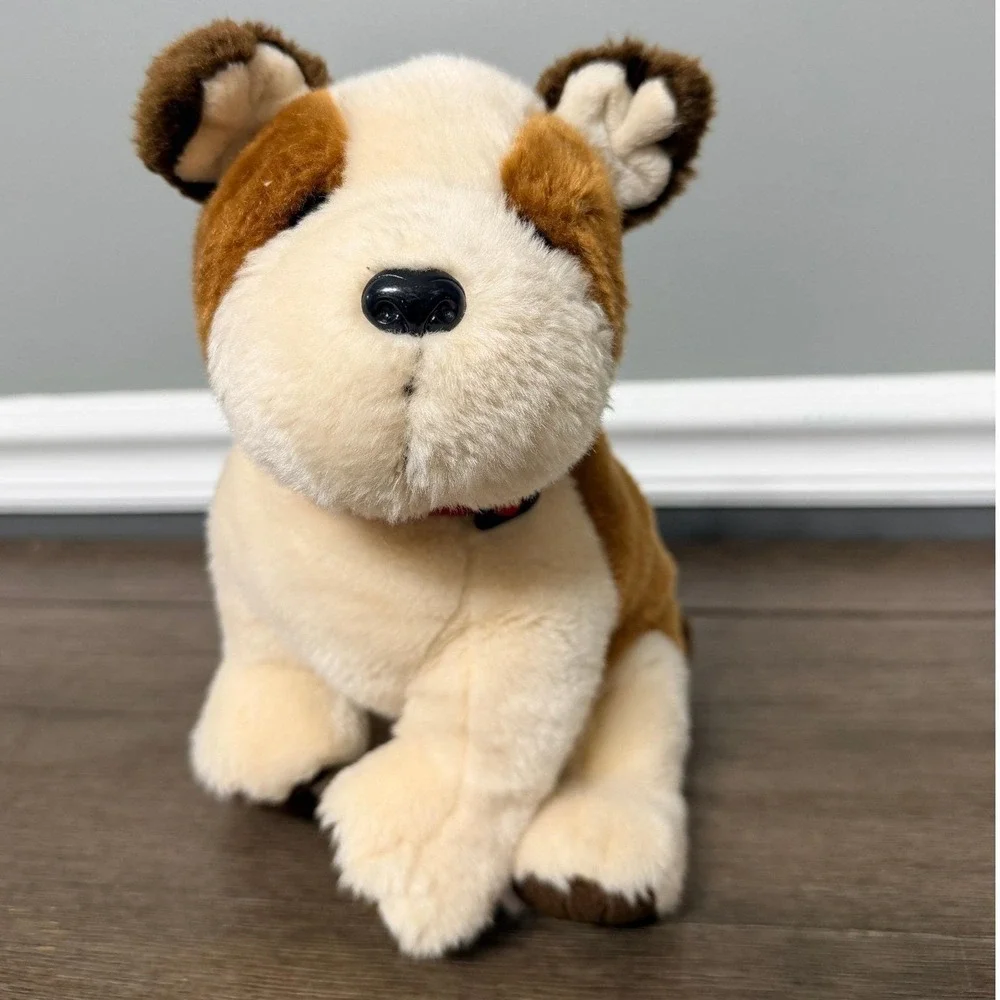 Vintage 2004 Ty Beanie Buddies Top Dog the Bull Dog Brown White Plush Toy 10
